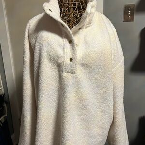 J. Crew women’s Sherpa  Zip Up Sweater in Cream